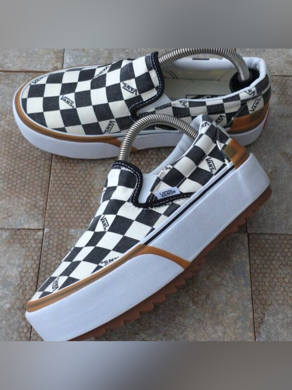 VANS Era Stacked Checkerboard Slip On Canvas Shoes